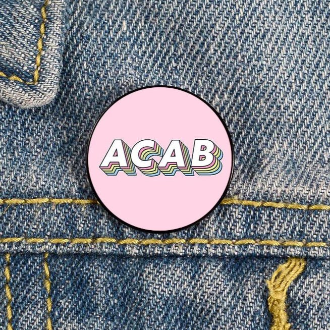 ACAB pink badge 2.3cm in size