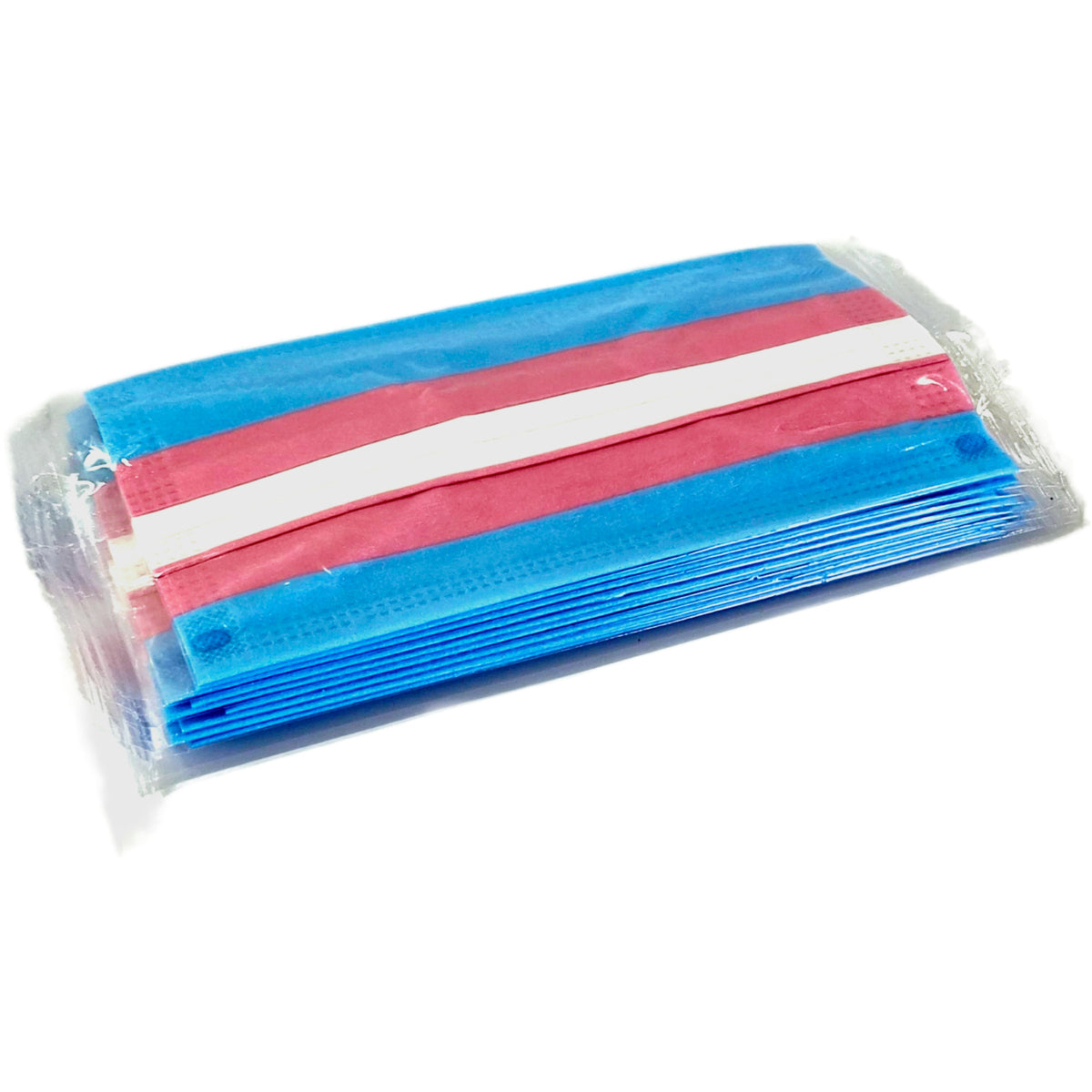 Trans face masks. Pink, Blue and White colourful disposable masks