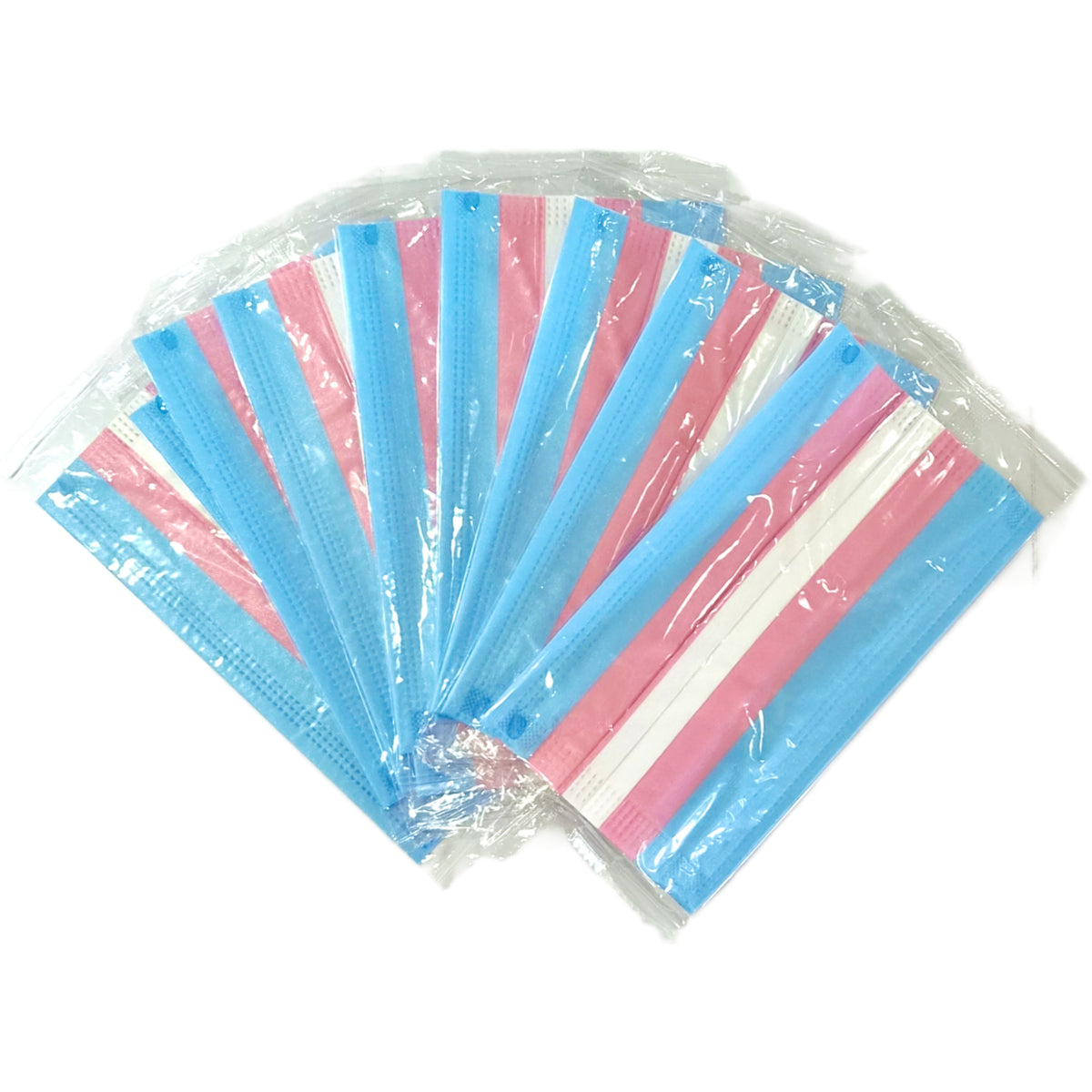 Trans Pride Disposable Face Masks - 10, 25 or 50 pack