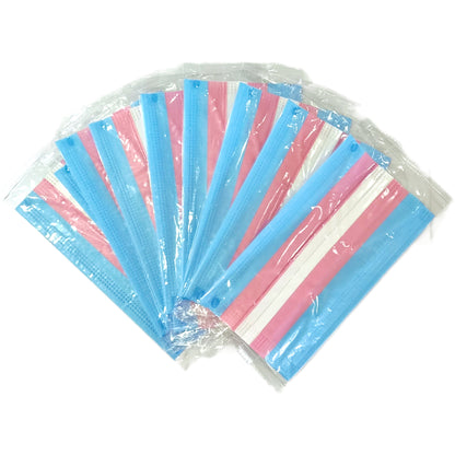 Trans Pride Disposable Face Masks - 10, 25 or 50 pack