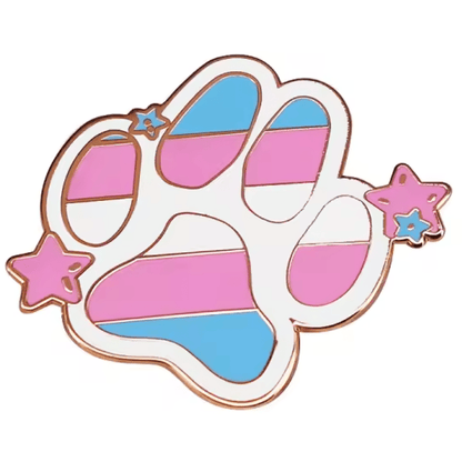 Trans Pride Paw with starts - enamel pin Trans pride flag paw
