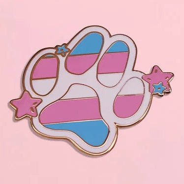 Trans Pride Paw with starts - enamel pin