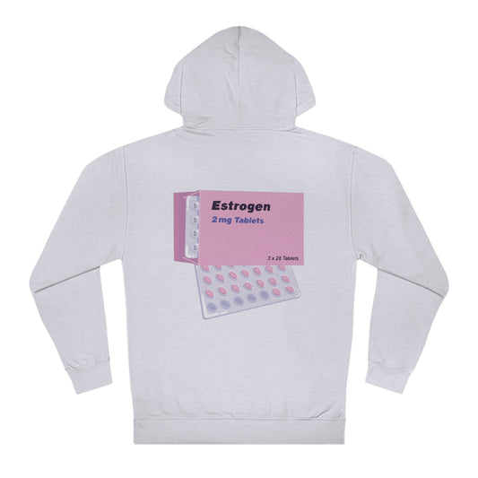 Trans Rights estrogen hoodie. Trans pride, trans woman hooded sweatshirt Grey Heather