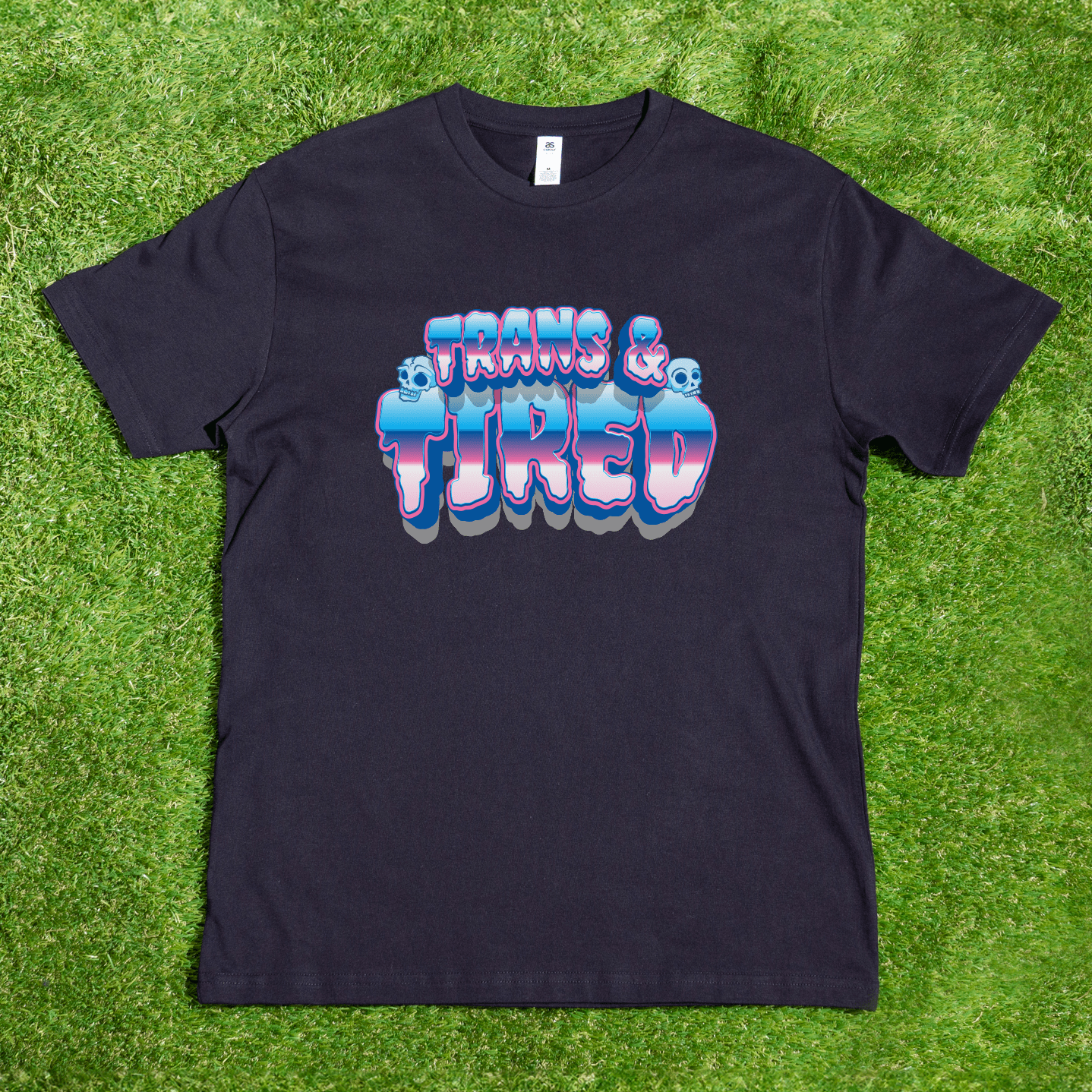 Trans & Tired - Local hand printed t-shirt Trans & Tired gradient