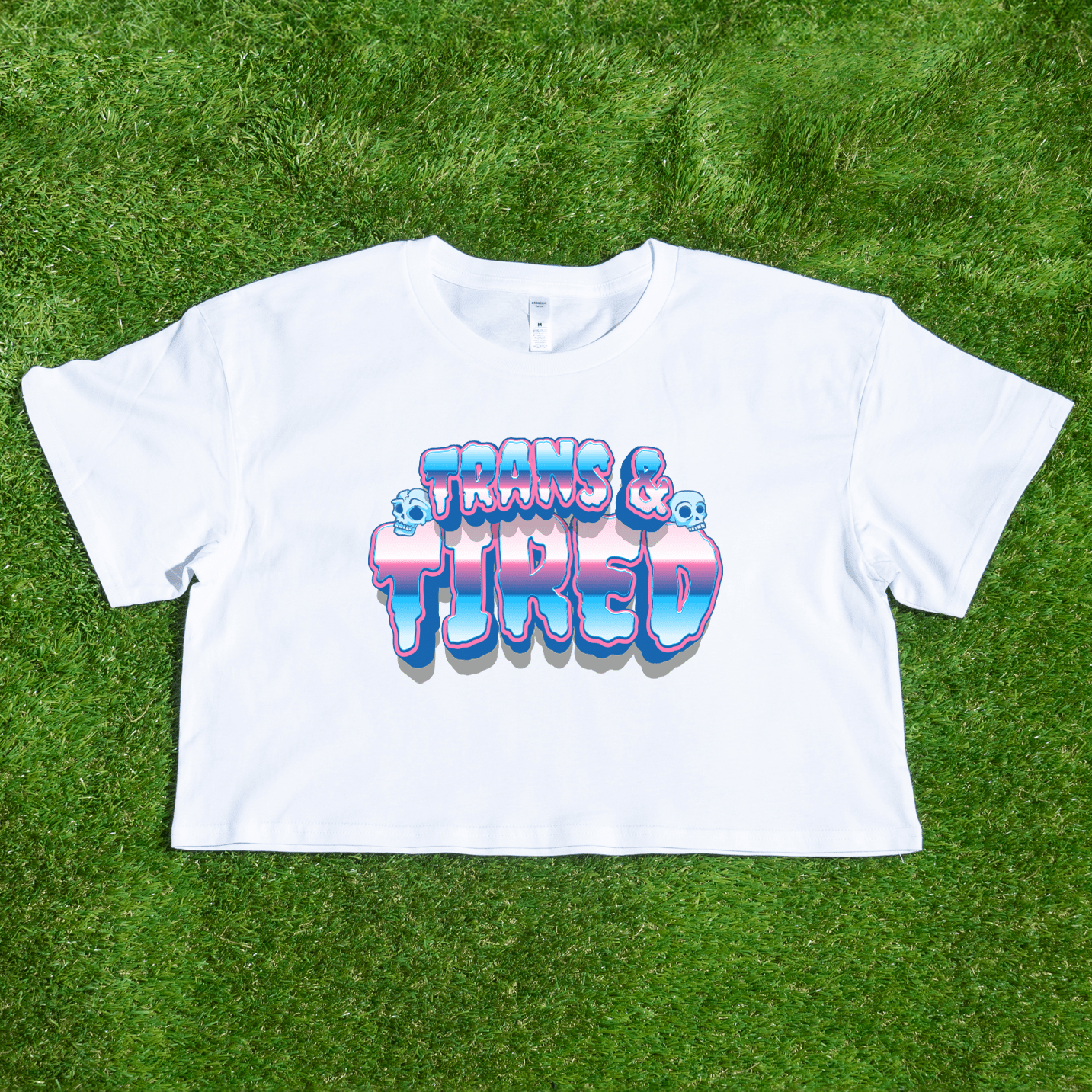Trans & Tired - locally printed crop tee Trans & Tired gradient White
