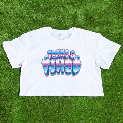 Trans & Tired - locally printed crop tee Trans & Tired gradient White