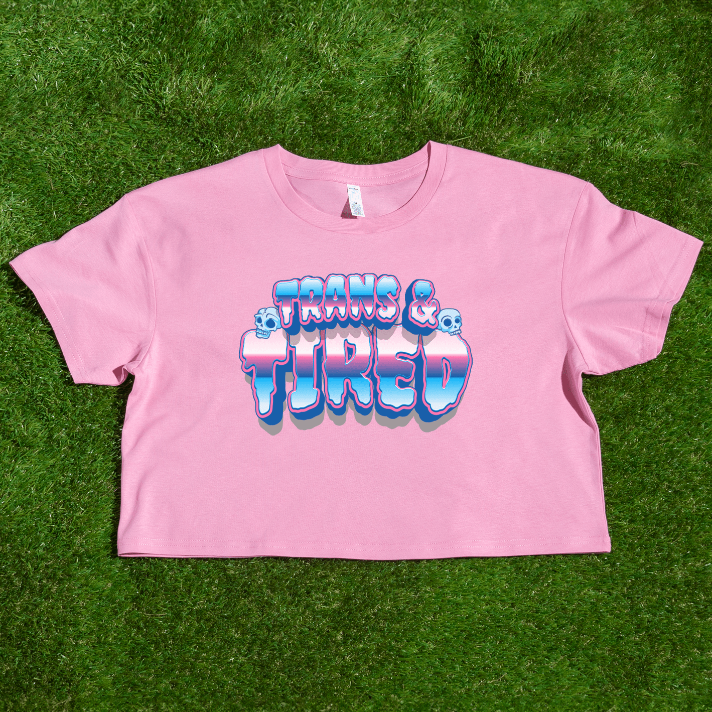 Trans & Tired - locally printed crop tee Trans & Tired gradient Bubblegum Pink