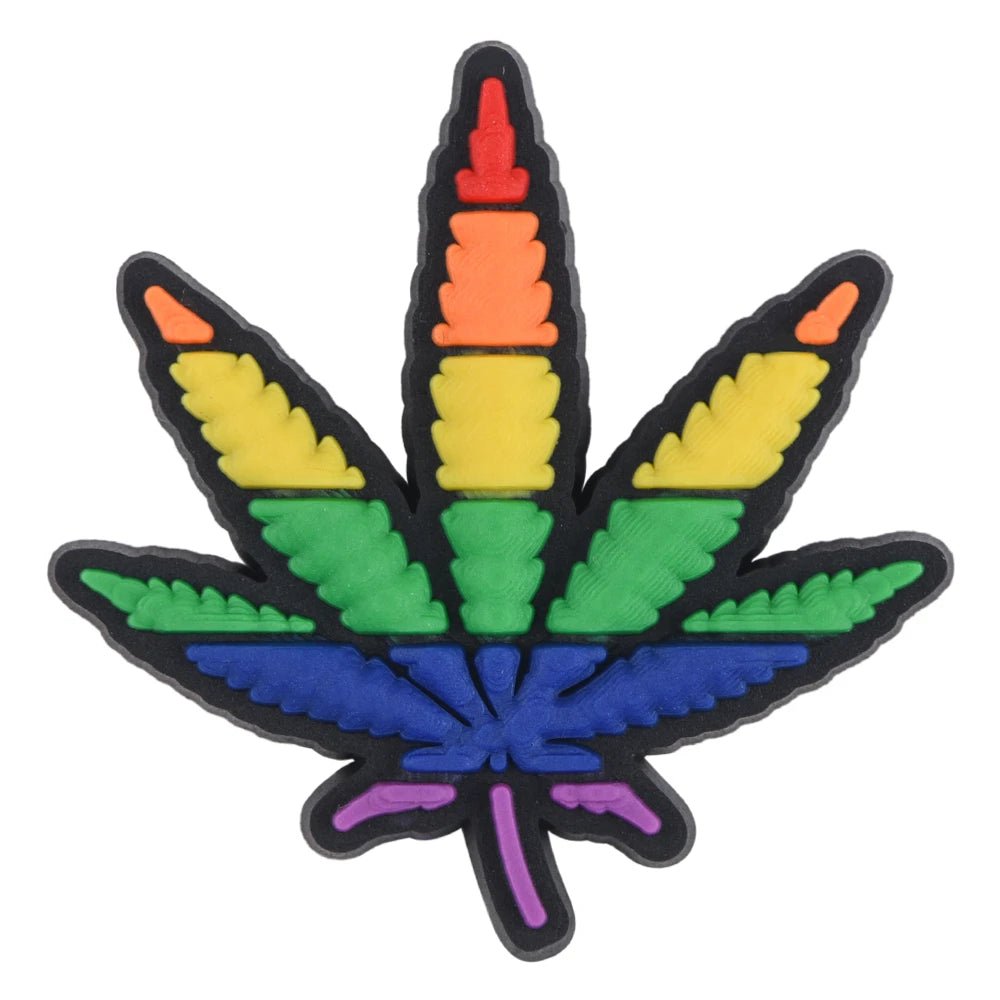 Rainbow weed crocs jibbitz. Cannabis pride leaf shoe charm