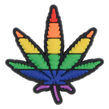 Rainbow weed crocs jibbitz. Cannabis pride leaf shoe charm