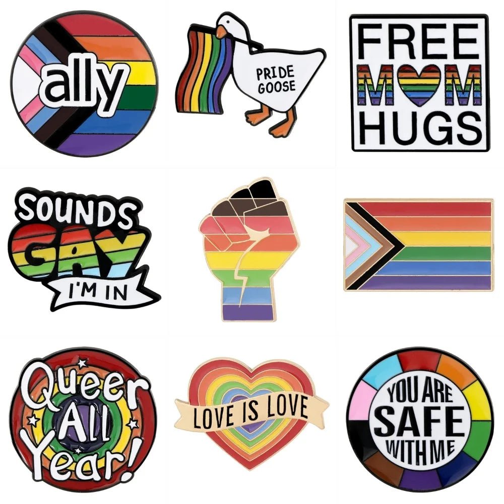 Love Is Love - rainbow and gold enamel pin