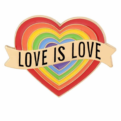 Love Is Love - rainbow and gold enamel pin