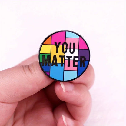 You Matter - rainbow, pan, trans and bi pride flag badge